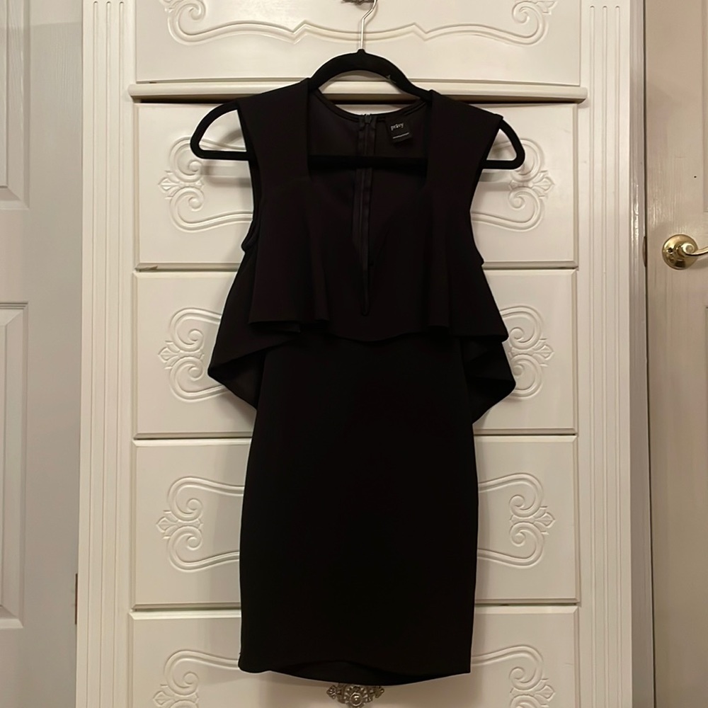 Black XS plunging neckline mini dress